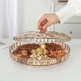 thumbnail image 2 of Shoreew Snack Serving Tray with Lid 6 Compartment Plastic Divided Dustproof Easy to Clean Round Food Tray for Dried Fruits, 2 of 6