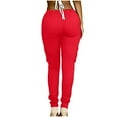 thumbnail image 5 of pstuiky Cargo Pants Women Stretch Trousers Cargo Pantsr Activewear Baggy Trousers Tracksuit Jog Pants Sports Workout Gym Yoga Sweatpants Multi Pocket Leisure Red XXXXL, 5 of 5