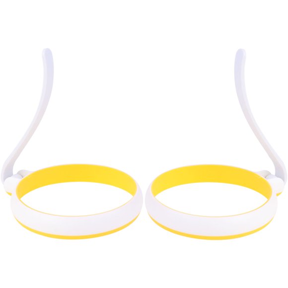KAKOWELY fried egg ring 2pcs Fried Eggs Cooking Mold Egg Ring With Handle Mold Nonstick Heat Resistant Omelette Mould For Cooking Pancakes (Yellow + White)