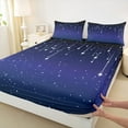 thumbnail image 3 of Feelyou Mystic Glitter Stars Twin Sheet Sets, Dreamy Starry Sky Twin Fitted Sheet, Teens Kids Child Flat Sheet, Lightweight Room Decor, 3-Piece, 3 of 7