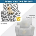 thumbnail image 3 of SCRAWLGOD Leopard Print White Gray Recliner Chair Covers Recliner Stretch Sofa Slipcover 4-Pieces Sofa Cover Furniture Protector Couch Soft with Elastic Bottom Reclining Cover for Pets, 3 of 7