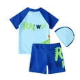 thumbnail image 2 of Boys Bathing Suit 3 Piece Toddler Kids Swimsuits Rash Guard Dinosaur Print Swim Shirt and Trunks with Swimming Hat for Little Boy 1-7 Years, 2 of 8