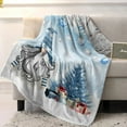 thumbnail image 3 of Christmas Gnome Throw Blankets, Winter Merry Christmas Tree Balls Soft Fleece Blanket Decorative for Home Sofa Couch Chair Living Bedroom,60x80 Inches, Blue, 3 of 6