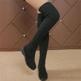 thumbnail image 2 of Over The Knee Boots for Women Winter Knitted Suede Patchwork Slip on Wedge Thigh High Tall Dress Boots, 2 of 8