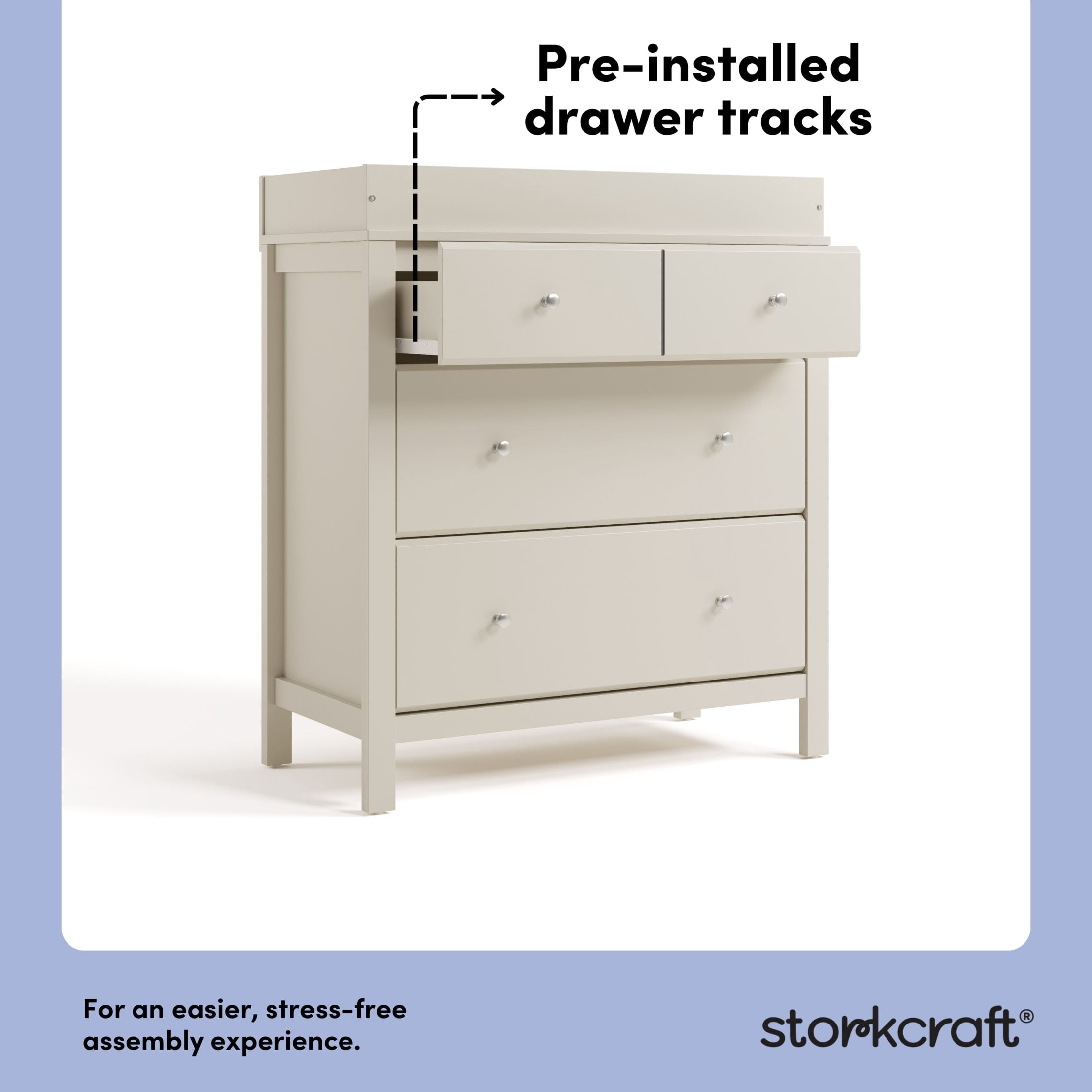 Storkcraft Horizon 3 Drawer Chest with Infant Changing Topper, Frosted Oat