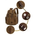 thumbnail image 2 of kaukko vintage casual canvas and leather rucksack backpack, 1khaki, 2 of 5