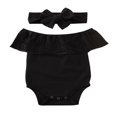 thumbnail image 1 of Newborn Baby Girls Lace Off Shoulder Romper Ruffle Outfits Clothes, 1 of 6