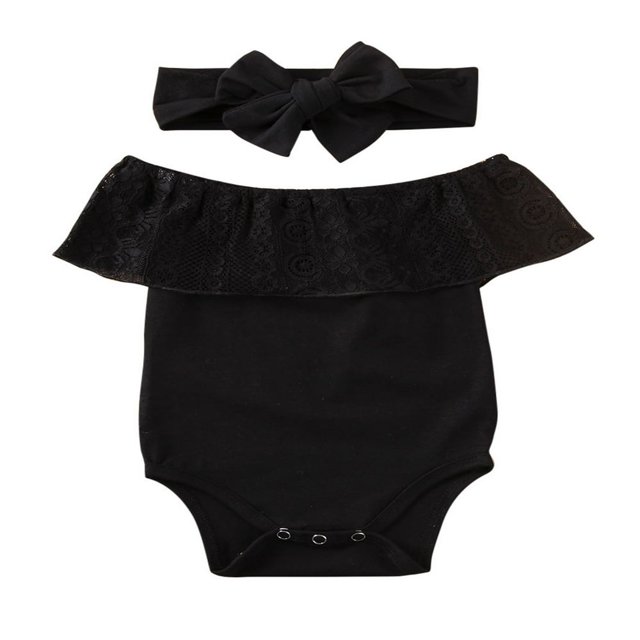 Newborn Baby Girls Lace Off Shoulder Romper Ruffle Outfits Clothes