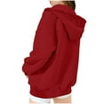 thumbnail image 4 of Tdoqot Girls Sweatshirt Jackets- Fall Winter Loose Fit Casual Zip Up Hoodies with Pockets Red Size 9-10, 4 of 4