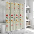 thumbnail image 6 of Green Spring Floral Shower Curtain, Waterproof Shower Curtains for Bathroom, Colorful Summer Flowers Vintage Botanical Washable Fabric Bathtub Curtain Set Bath Decor with 12 Hooks Extra Long 72"x96", 6 of 8