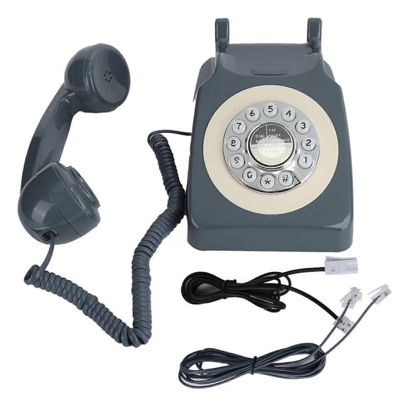 European rural style landline phone, antique retro classic corded telephone