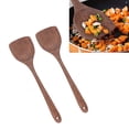 thumbnail image 3 of Set Of 2 Wooden Spatulas, Hanging Long Handle Flat Wooden Spatulas For Mixing And Turning, Protect Your Cookware, 3 of 8