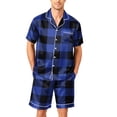 thumbnail image 3 of Leidass Short Sleeve Button Down Sleepwear Set for Men Pajama Set Lounge Set with Shorts Contrast Trim Relaxed Fit Black L, 3 of 3