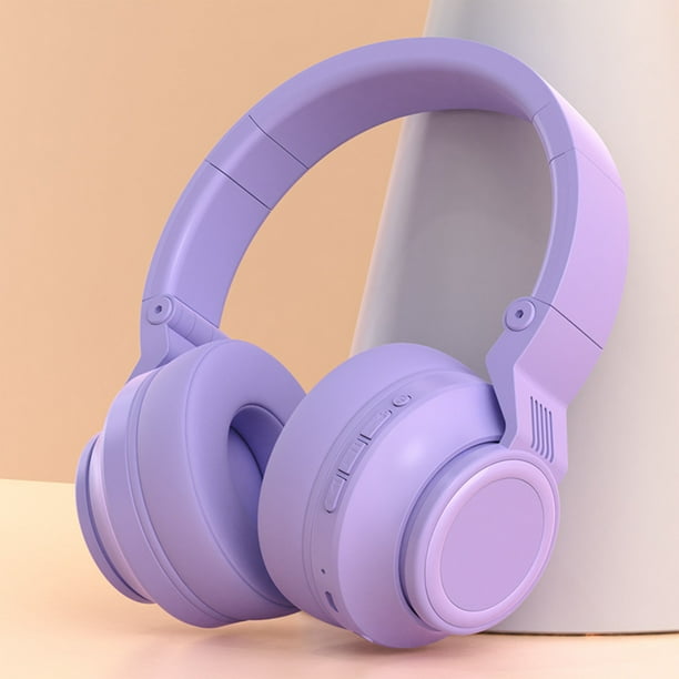 Auriculares inalámbricos Bluetooth 5.3 | Auriculares estéreo supraaurales con subwoofer Bass | Conexión por cable e inalámbrica | Diseño ajustable plegable | Blanco Rosa | 18x17x7,5cm | 5-6h de