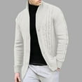 thumbnail image 2 of Grrvtrz Men's Chunky Knit Sweater, Cable Knit Cardigan Button Down Stand Up Collar Ribbed Sweater Coat, 2 of 4