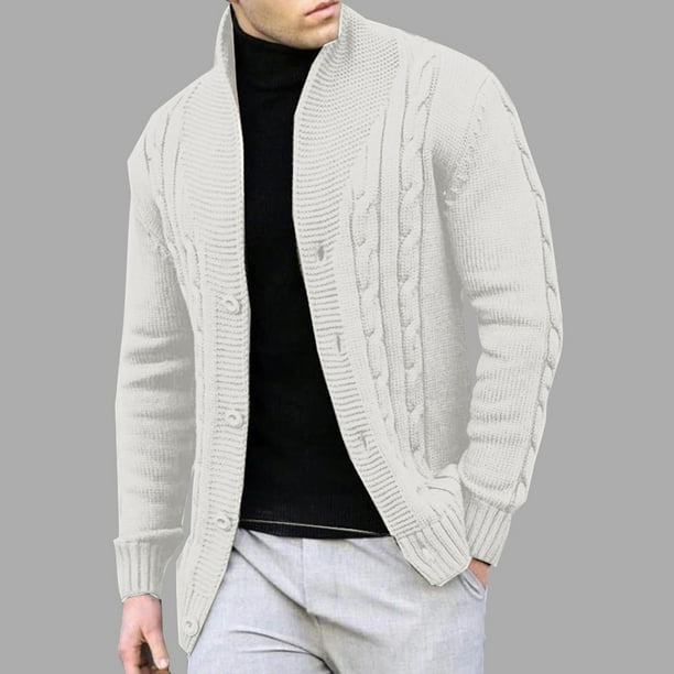 Puntoco Suéter Tipo Cárdigan De Punto Liso Informal Con Cuello Alto Y Manga Larga Para Hombre