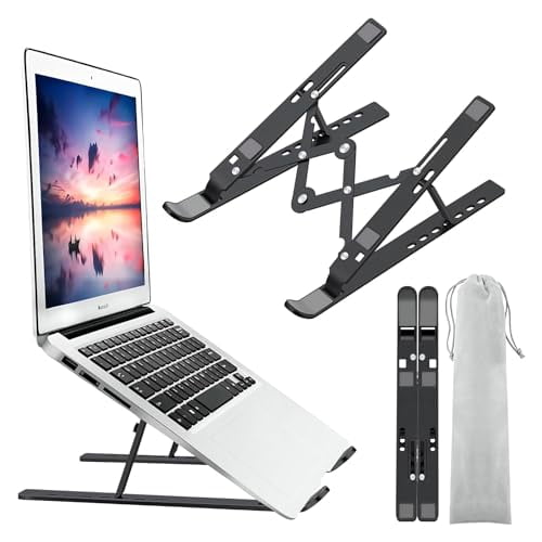 Laptop Stand for Desk,Ergonomic Design Adjustable Aluminum Foldable Portable Computer Stand,Compatible with MacBook Air Pro,HP,Lenovo,Dell,More 10-15.6”Inch and Tablets (Black)