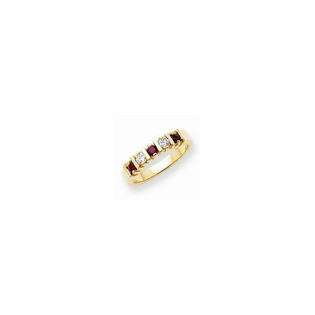Ruby Gold Wedding Bands - Solid 14k Yellow Gold 2.75mm Simulated Ruby AA Diamond Anniversary Wedding Band - Size 4