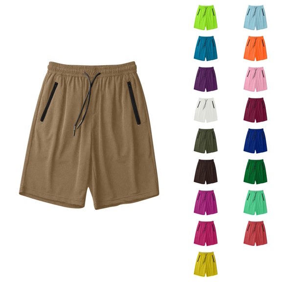 Ahuyic Mens Summer Plus Size Pants Mens Short Pants,Mens Solid Color With Pocket Summer Ice Silk Drying Running Shorts for Men,Blue,XXXL