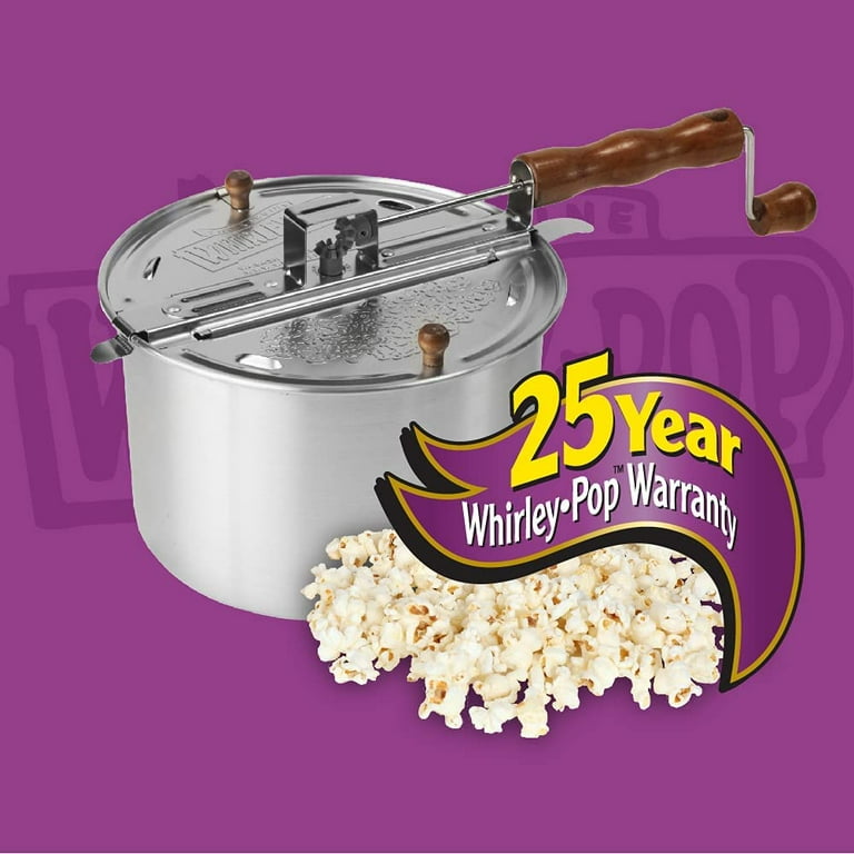 Original Whirley-Pop Popcorn Popper - Metal Gear - Silver- With Good Time  Guide 