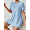 thumbnail image 6 of Women'S 2 Pieces Short Sleeve Lounge Sets Oversized T-Shirts and Biker Shorts Light Blue XXL, 6 of 7