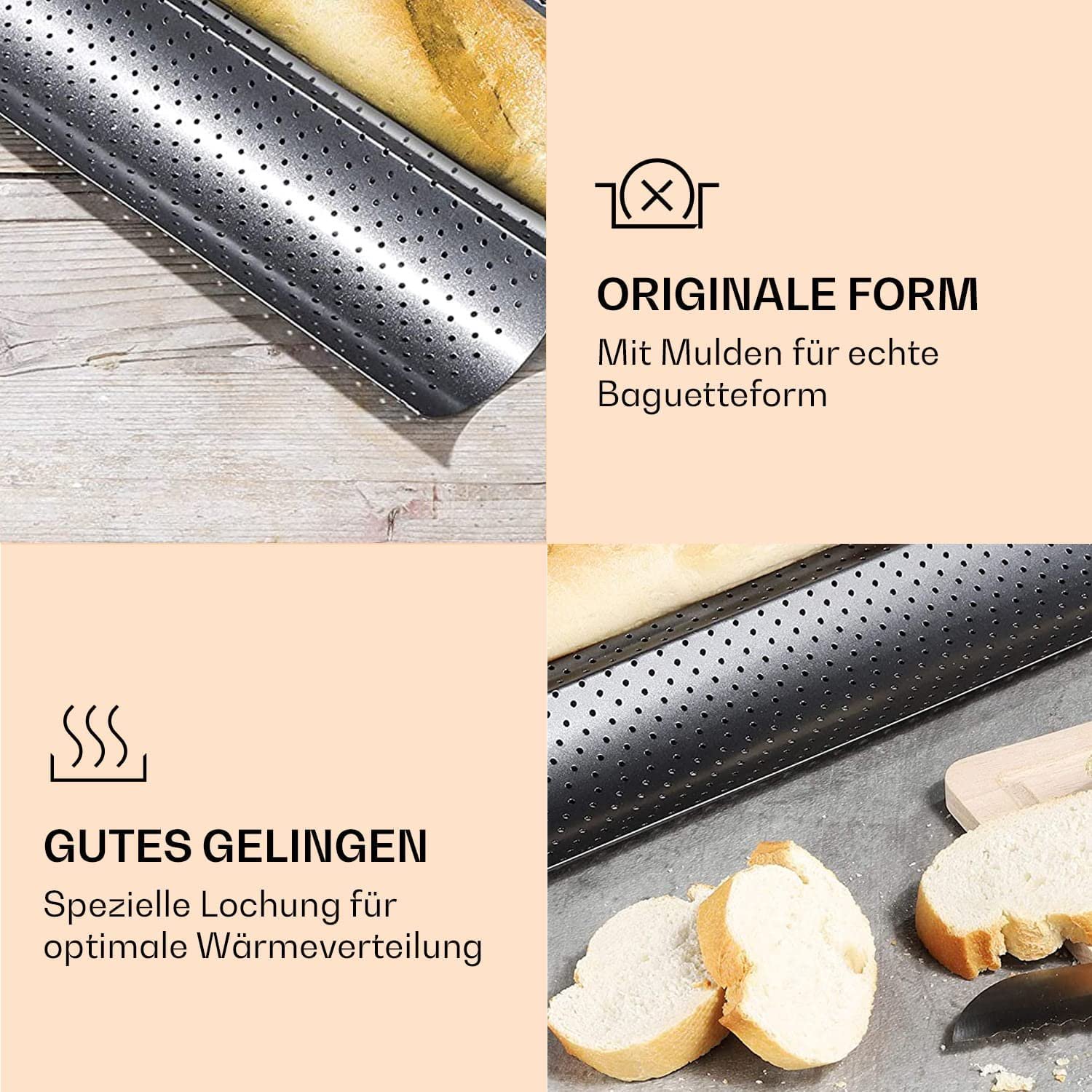 Moule Baguette Français Ksrnsne Moule à Pain Français Perforé Antiadhésif Silicone - Hot-Dog, Baguette, Cuisson Uniforme