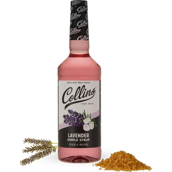 Collins Lavender Simple Real Sugar Syrups-Soda Water Flavors and Cocktail Mixers-32oz Set of 1, Clear