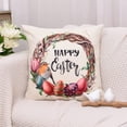 thumbnail image 4 of Set of 4 Decorative Easter Bunny Throw Pillow Covers - Truck Eggs Linen 18 x 18 Inches Pillow Cushion Case for Sofa Couch Bed Home Outdoor Car (18" x 18", Easter/Rabbit), 4 of 6