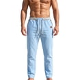 thumbnail image 2 of Gamivast Straight Leg Athletic Pants for Men with Zipper Pockets Elastic Drawstring Waist Lightweight Relaxed Fit Open Bottom Track Pants for Gym Travel and Outdoor Light Blue XXL, 2 of 6