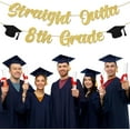 thumbnail image 5 of Black Gold Straight Outta 8th Grade Banner Set, 8th Grade Graduation Theme Party Decoration with Glitter Banner, Big Cake topper, 12Pcs Black GoldCupcake Toppers Glitter for 8th Grade Graduation Party, 5 of 8