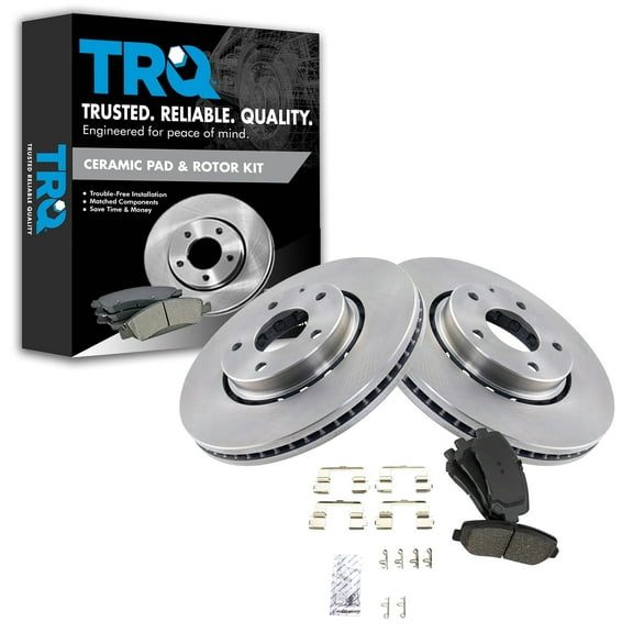 TRQ Front Brake Pad & Rotor Kit Brake Pads Brake Rotor Ceramic Fits Select 2016-2019 Mazda CX-5