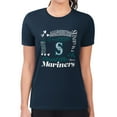 thumbnail image 4 of Women's G-III 4Her by Carl Banks Navy Seattle Mariners Super-Slim Fit Lightweight Collage Team Graphic Crew Neck T-Shirt, 4 of 5