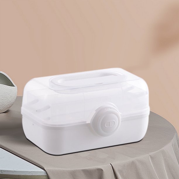 Caja de almacenamiento para el hogar, de gran capacidad, multicapa, portátil, de plástico, mediana