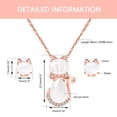 thumbnail image 5 of Uloveido Cute Cat Shape Pink CrystaL Studs Earrings and Pendant Necklace for Women (Y404-White Cat Set), 5 of 7
