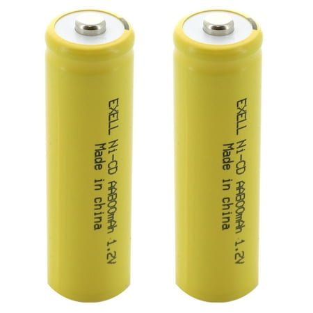 Image of 2pc AA 1.2V 800mAh NiCd Rechargeable Button Top Assembly Cell Batteries