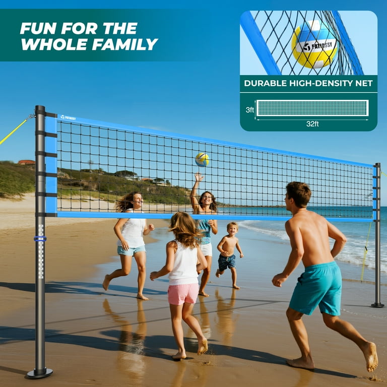 Patiassy 32FT Outdoor Volleyball Net Set, Adjustable Height Steel