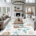thumbnail image 4 of Seahorse Coral Shell Washable Living Room Rugs 6'x9', Starfish Ocean Low Pile Throw Large Area Rug Non-Slip Sturdy Edge Binding Carpet for Dining Room Kitchen Office, 4 of 9