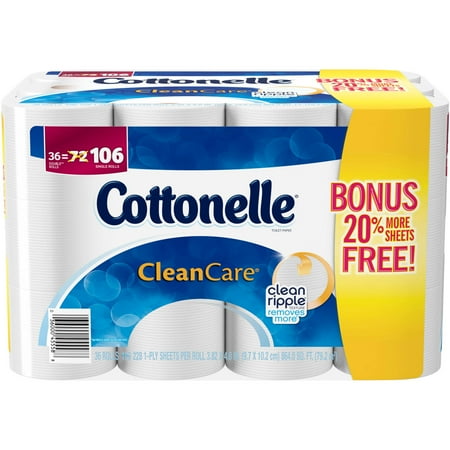 Cottonelle Clean Care Toilet Paper Bonus Pack 36 Double Rolls Cottonelle Clean Care Toilet Paper Bonus Pack 36 Double Rolls