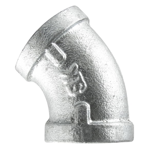 Conexión para manguera LDR Industries 311 E45, codo galvanizado de 45°, 1.5 pulgadas