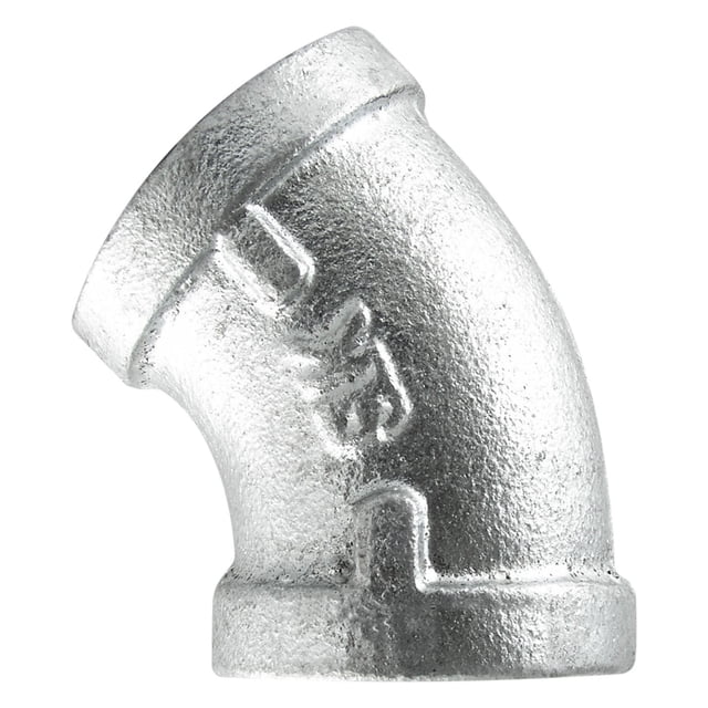 Conexión para manguera LDR Industries 311 E45, codo galvanizado de 45°, 1.5 pulgadas