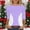 A980 Purple, variant on T-Shirt for Women Patchwork Design Crewneck Three Quarter Sleeve Comfort Soft Fabric Relaxed Fit Daily Casual Tee Shirt Versatile Wardrobe Top
