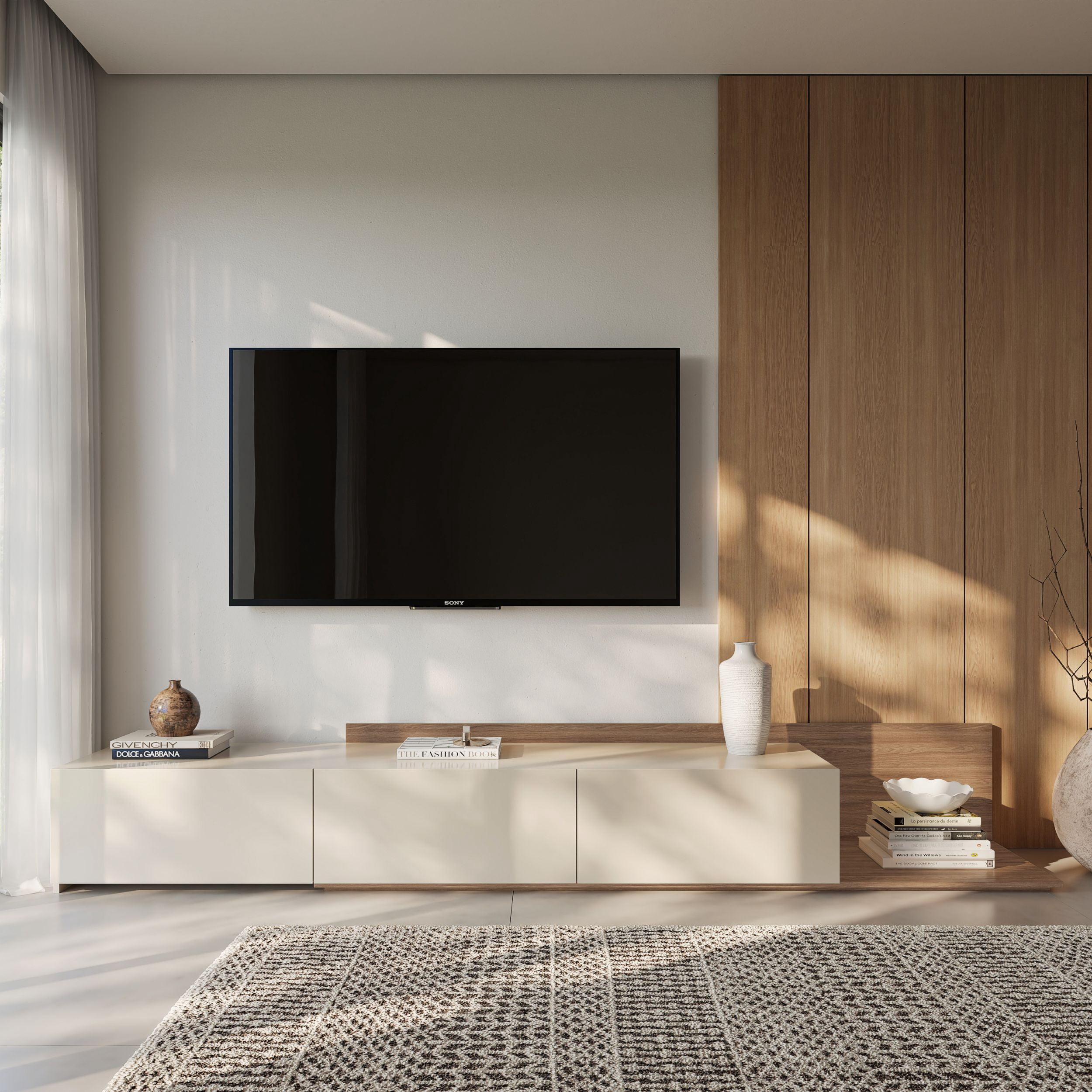 Meuble TV extensible (66-108 po) Nexera Noa, Noyer