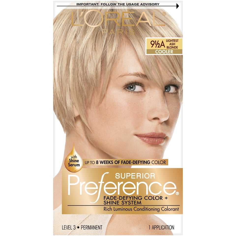 L'Oreal Paris Superior Preference Lightest Ash Blonde 9 1/2A Permanent Hair  Color, 1 Application 