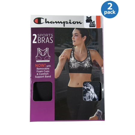 CHAMPION Womens Ladies Removable Foam Cups Sports Bra Grey and Black 2