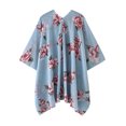 thumbnail image 3 of Encubrimientos Cárdigan Kimono con estampado floral para mujer Ups Frente abierto Batwing Mangas 3/4 Loose Bohemian Holiday Beach Bikini Casual Summer Chiffon Tops 1 1, 3 of 5