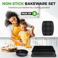 thumbnail image 2 of NutriChef 8-Piece Stackable Bakeware Set | Carbon Steel Non-Stick Baking Pan Set | Includes Sheet, Muffin, Round, Loaf, Square Cake & Deep Pans | No PFOA & PFOS | Oven Safe to 450 F (Black Marble), 2 of 5