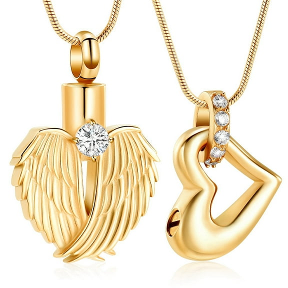 3 Pack Urn Necklace for Ashes for Men and Women Cremation Jewelry for Ashes Stainless Steel Small Keepsake Pendant for Human Ashes-Golden