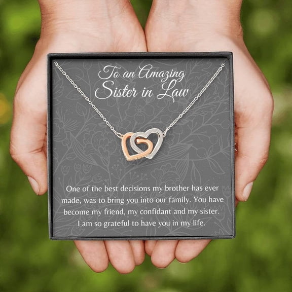 Personalized Interlocking Hearts, Sister in Law Gifts, Gift For Sister in law, Necklace, Birthday Gifts, Christmas Gift, Best Sister in Law, for My