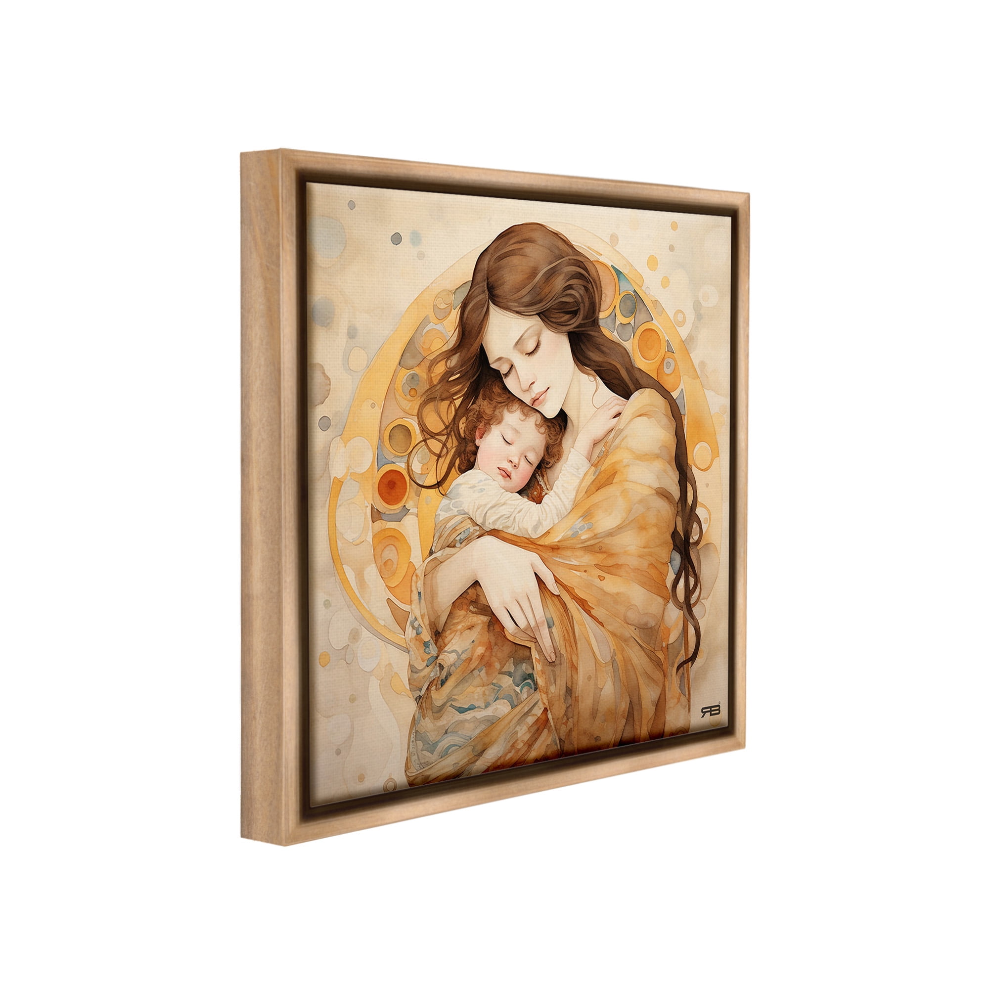 Stupell Industries Traditional Mother & Child Abstract Painting Brown Floater Framed Canvas Art Print Wall Art, 25 x 25