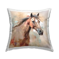 Stupell Industries Abstract Brown Horse Decorative Printed Throw Pillow, 18 x 18
